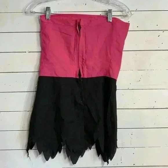 Vintage Cave Woman Costume Dress Flintstones Halloween Strapless Jagged Hem 80s - Picture 5 of 7